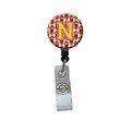 Carolines Treasures Letter N Football Maroon and Gold Retractable Badge Reel CJ1081-NBR